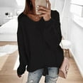 thumbnail image 1 of Babysbule Women's Fashion Sweater Fashion Womens Fashion Solid Long Sleeve Sweater Loose V-Neck knitting Sweater, 1 of 4