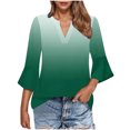 thumbnail image 1 of Babysbule Women's Gradient Print V-Neck 3/4 Sleeve Flare Blouse, Lightweight Tunic Top for Spring & Summer, Stylish Shirt for Daily Wear, 1 of 6
