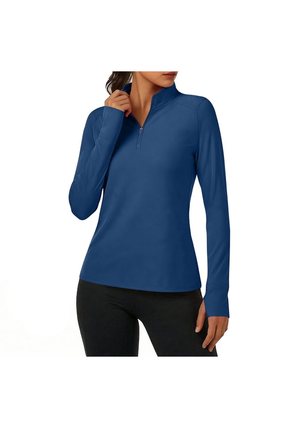 Women's Half Zip Long Sleeve Sun Protection Workout Top, Mock Neck Athletic Shirt for Running Yoga Casual Daily Wear