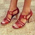 thumbnail image 1 of Babysbule Women's High Heels, Women's Retro Open Toe Metal Buckle Thick High Heel Buckle Roman Sandals, 1 of 3