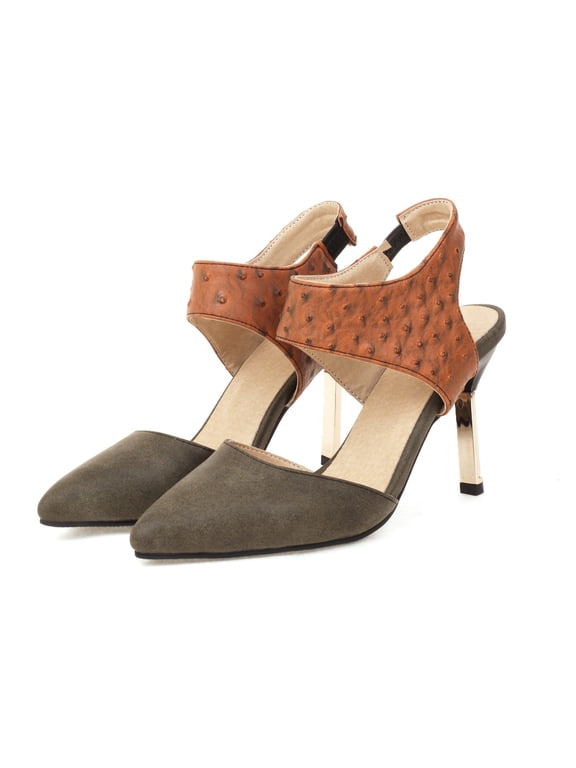 Women's High Heels, Women's Shoes Elastic Band Sandals Super High Heel Pointed Toe Casual Plaid Stilettos