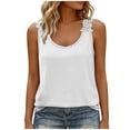 thumbnail image 1 of Babysbule Women's Lace Shoulder Strap Scoop Neck Tank Top, Solid Color Flowy Sleeveless Blouse, 100% Polyester Casual Shirt for Summer Daily and Party Wear, 1 of 8