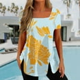 thumbnail image 1 of Babysbule Women's New Arrivals Shirts Fashion Women Summer Short Sleeve Square Neck Pullover Solid Color Casual Tunic Blouse Tops, 1 of 5