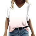 thumbnail image 1 of Babysbule Women's New Arrivals Shirts Womens Summer Plus Size Tops V Neck T Shirts Printed Tops Loose Casual T-shirts, 1 of 5
