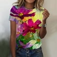thumbnail image 1 of Babysbule Women's Oversize Summer Tops Casual Short Sleeve Round Neck Printed Loose Womens Tops, 1 of 4