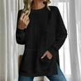 thumbnail image 1 of Babysbule Women's Oversized Sweatshirts Crewneck Long Sleeve Knitting Cotton Pullover Side Split Hoodless 2025 Fall Clothes, 1 of 6
