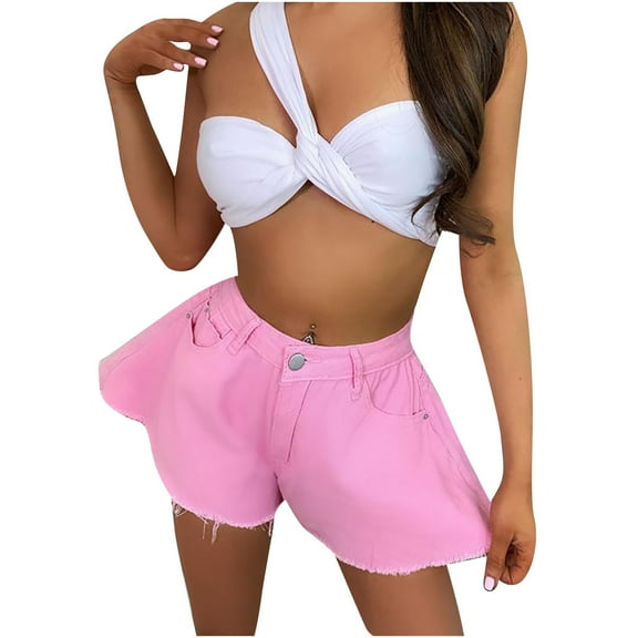 Babysbule Women's Pants Fashion Womens Casual Shorts Loose Zipper Pocket Pants Jeans