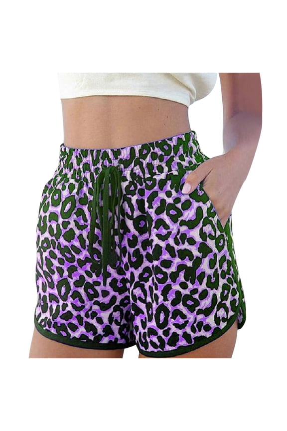 Women's Pants Womens Comfy Summer Leopard Shorts Drawstring Elastic Waist Pockets Sport Pant