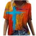 thumbnail image 1 of Babysbule Women's Plus Size Tops Womens Graphic Printed Short Sleeve V-Neck Tops Casual Tee T-Shirt Blouse, 1 of 5