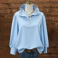 thumbnail image 1 of Babysbule Women's Ruffled High Collar Puff Sleeve Half Button Blouse, Loose Fit Casual Top for Spring Summer Daily Wear, 1 of 4