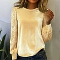 thumbnail image 1 of Babysbule Women's Shirts Womens Casual Round Neck Long Sleeved Patry Holiday V-Neck Pleated Top, 1 of 7