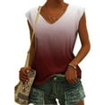 thumbnail image 1 of Babysbule Women's Short Sleeve V Neck Tops Summer Gradient Printed Loose Womens Tops, 1 of 4