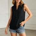 thumbnail image 1 of Babysbule Women's Sleeveless Henley V-Neck Button Blouse, Loose Fit Casual Summer Top with Chest Pocket for Women, 1 of 9