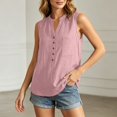 thumbnail image 1 of Babysbule Women's Sleeveless Henley V-Neck Button Blouse, Loose Fit Casual Summer Top with Chest Pocket for Women, 1 of 9