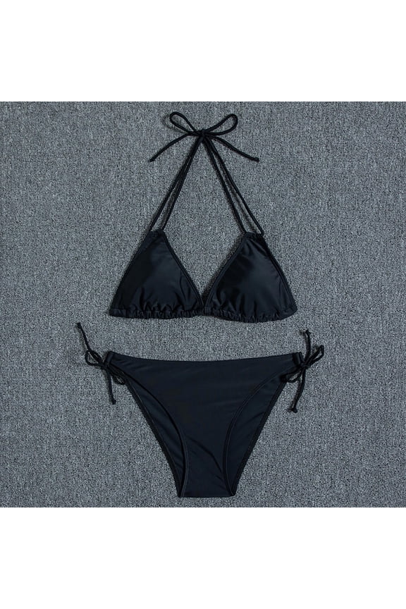 Women's Summer Bikini Sets Tie Lace Up High Cut Leg Print Swimsuit Set Two Piece Swimwear Bathing Suit