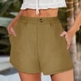 thumbnail image 1 of Babysbule Women's Summer Button Shorts High Waist Cotton And Linen Casual Elastic Street Fashion Pockets Shorts, 1 of 7