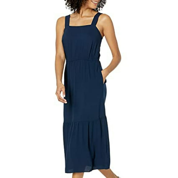 Babysbule Women's Summer Dresses Clearance Fashion Women O-Neck Casual Solid Sleeveless Beach Wooden Ears Above Knee Dress