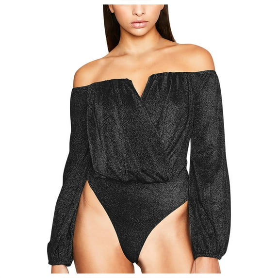 Babysbule Women's Summer Fashion Overall Jumpsuit Long Sleeve Shoulder Pleated Jumpsuit Trousers