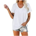 thumbnail image 1 of Babysbule Women's Summer Tops Clearance Women Casual Short Sleeve Flared Sleeves V-Neck Solid Loose T-Shirt Blouse Tops, 1 of 7