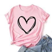 BABYSBULE Casual Polyester T-Shirt for Women, Short Sleeve with Novelty Graphic Print