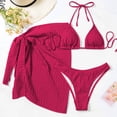 thumbnail image 1 of Babysbule Women's Three Piece Swimsuit Comfortable And Fashionable Solid Color Split Summer Swimwear Sets, 1 of 7