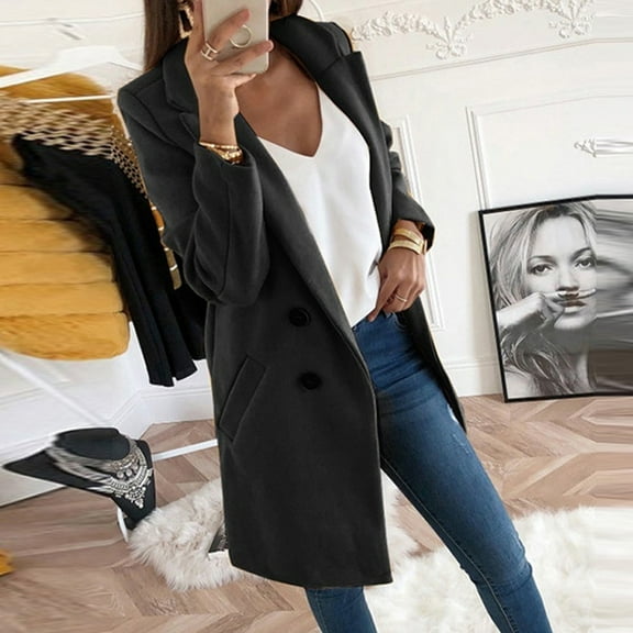 Babysbule Women's Tops, Jackets& Coat Fashion Women Long Wool Coat Elegant Slim Female Long Coat Outerwear Jacket