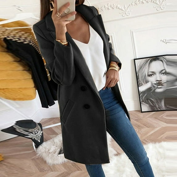 Babysbule Women's Tops, Jackets& Coat Fashion Women Long Wool Coat Elegant Slim Female Long Coat Outerwear Jacket