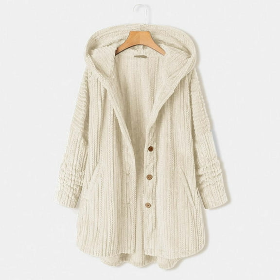 Babysbule Women's Tops, Jackets& Coat Fashion Women Plus Size Casual Button Pockets High Low Long Sleeve Hooded Coat Tops