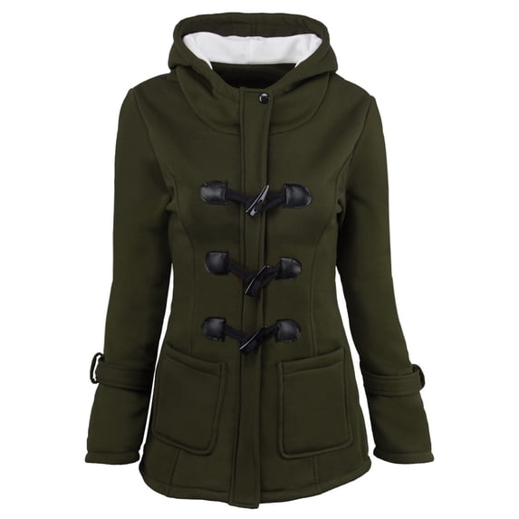 YUNAFFT Women's Tops, Jackets& Coat Clearance, Women Solid Color Horn Buttons Cardigan Padded Hooded Coat Jacket Overcoat