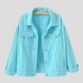 thumbnail image 1 of Babysbule Women's Tops, Jackets& Coat Fashion Women Spring And Warm Solid Long Sleeve Denim Jacket Outerwear, 1 of 4