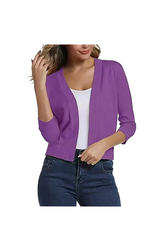Women's Tops, Jackets& Coat Fashion Women's Casual Solid Blouse Soft Loose Cardigan Knitted Sweater Cropped Tops