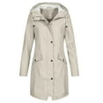 thumbnail image 1 of Babysbule Women's Tops, Jackets& Coat Fashion Women's Solid Color Rain Jacket Outdoor Hooded Windproof Long Coat, 1 of 5