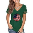 thumbnail image 1 of Babysbule Women's Tops Women's Summer V-neck Independence Day Printed Tops T-Shirts Casual Lace Short Sleeve Blouse, 1 of 7