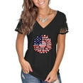 thumbnail image 1 of Babysbule Women's Tops Women's Summer V-neck Independence Day Printed Tops T-Shirts Casual Lace Short Sleeve Blouse, 1 of 8