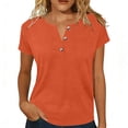 thumbnail image 1 of Babysbule Women's V Neck Button Placket Short Sleeve Henley T Shirt, Casual Loose Fit Top for Daily All Season Wear, 1 of 6