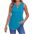 thumbnail image 1 of Babysbule Women's V-Neck Pleated Pullover Tank Top, Lightweight Sleeveless Top for Daily Wear, Soft Stretchy Nylon Spandex Blend, 1 of 7