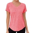 thumbnail image 1 of Babysbule Women's V-Neck Raglan Short Sleeve Quick-Dry Workout Top Relaxed Fit Curved Hem Casual Relaxed Fit Tee, 1 of 8