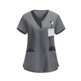 thumbnail image 1 of Babysbule Women's V-Neck Short Sleeve Nurse Uniform Scrub Top Functional Pockets Polyester Spandex Blend for Clinic Hospital Care Worker Wear, 1 of 6
