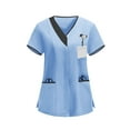 thumbnail image 1 of Babysbule Women's V-Neck Short Sleeve Nurse Uniform Scrub Top Functional Pockets Polyester Spandex Blend for Clinic Hospital Care Worker Wear, 1 of 6