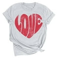 thumbnail image 1 of Babysbule Women's Valentine's Day Tops Women Love Letter Printed Short Sleeve Round Neck Tops Novelty Graphic Shirt, 1 of 2