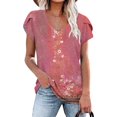 thumbnail image 1 of Babysbule Womens Blouses Fashion Women's Summer V-Neck Short Sleeve Floral Printed Casual T-shirt Blouse, 1 of 4