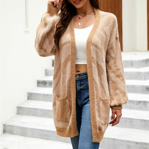 Babysbule Womens Cardigans Clearance Fashion Women Long Sleeve Casual Long Cardigan Coat Sweater Outerwear Women's Top Clearance Blouse