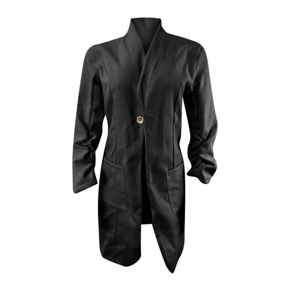 Babysbule Womens Cardigans Women Button Pockets Three Quarter Sleeve Solid Office Coat Cardigans Suit Jacket Long Outwear Women's Top Blouse