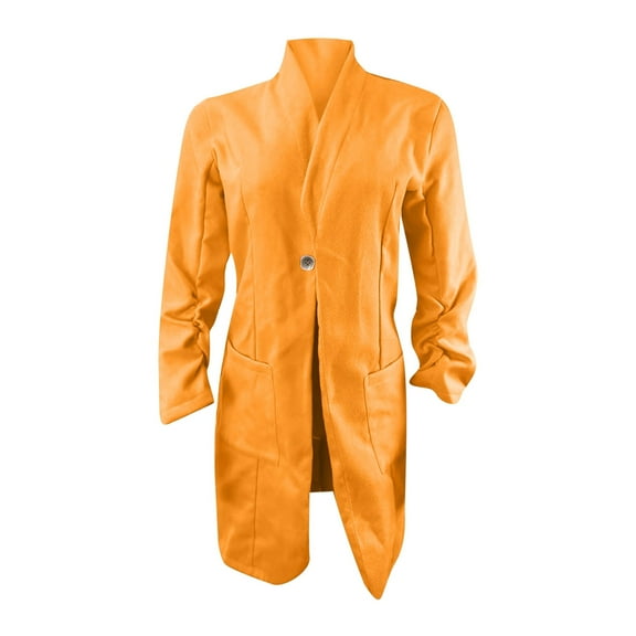 Babysbule Womens Cardigans Women Button Pockets Three Quarter Sleeve Solid Office Coat Cardigans Suit Jacket Long Outwear Women's Top Blouse