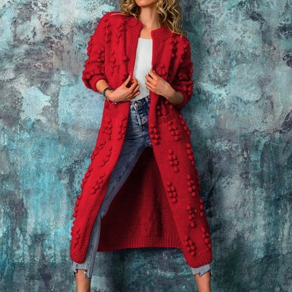 Babysbule Womens Cardigans Women Fashion Casual Warm Solid Coat Long Outerwear Sweater Knit Cardigan Women's Top Blouse