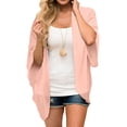 thumbnail image 1 of Babysbule Womens Cardigans Clearance Women's Solid Puff Sleeve Kimono Cardigan Loose Chiffon Cover Up Casual Blouse Tops Women's Top Clearance Blouse, 1 of 8