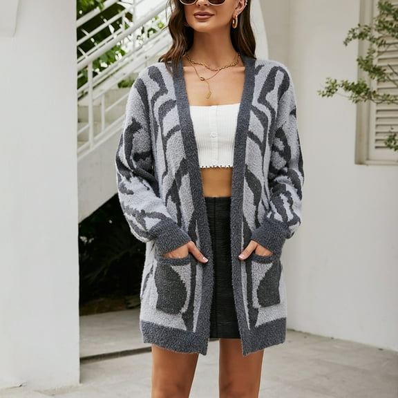 Babysbule Womens Cardigans Fashion Women Long Sleeve Casual Long Cardigan Coat Sweater Outerwear Women's Top Blouse