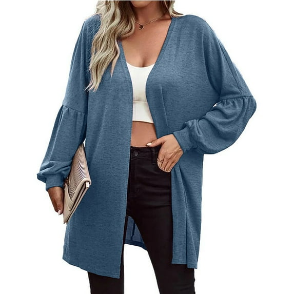 Babysbule Womens Cardigans Fashion Women Solid Loose Long Sleeve Cardigan Coat Blouse Women's Top Blouse