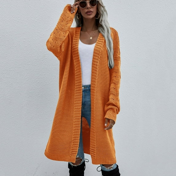 Babysbule Womens Cardigans Women's Casual Fashion Long Color Women's Knitted Cardigan Women's Top Blouse