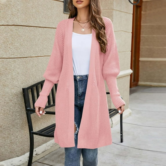 Babysbule Womens Cardigans Women's Solid Color Cardigan Bandage Recreational Long Sleeve Tops Women's Top Blouse